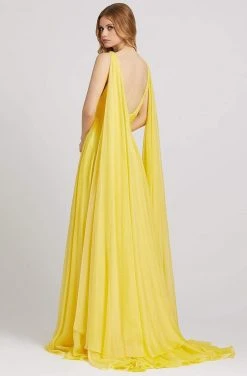 Mac Duggal Flash - 67391L Deep V-neck A-line Gown With Train