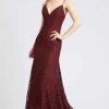Mac Duggal Flash - 77771L Embroidered Plunging V-neck Trumpet Dress