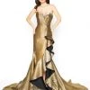 Mac Duggal - Metallic Strapless Ruffled Trumpet Dress 67662D