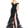 Mac Duggal - Off-Shoulder Ruffled Trumpet Gown 66586R - 2 Pcs Black In Size 6 And 16 Available