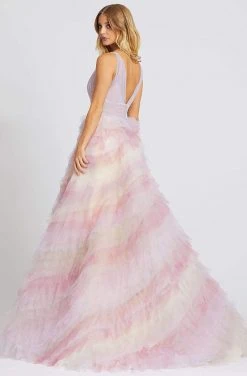 Mac Duggal Prom - 11117M Deep V-neck Tiered A-line Dress 6 Mac Duggal Prom - 11117M Deep V-neck Tiered A-line Dress