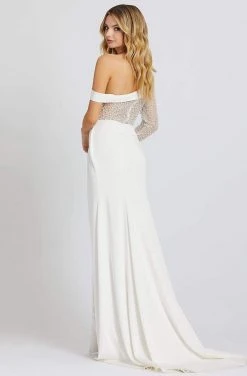 Mac Duggal Prom - 11126M Pearl Beaded Fitted Dress With Slit