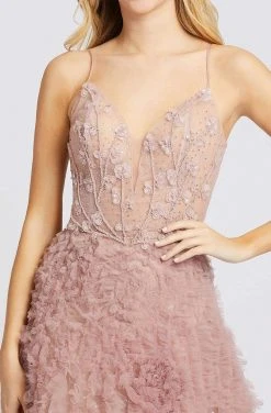 Mac Duggal Prom - 20193M Floral Appliqued Bodice Shirred Tulle Gown