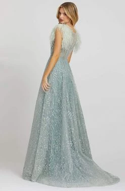 Mac Duggal Prom - 20203M Feather Fringed Sleeve Embroidered Gown