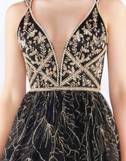 Mac Duggal Prom - 30580M Swirling Foliage Metallic Gilt Gown 7 Mac Duggal Prom - 30580M Swirling Foliage Metallic Gilt Gown