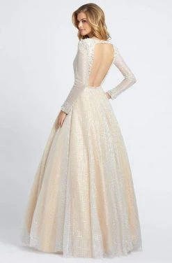 Mac Duggal Prom - 77497M Lattice Plunging V-Neck Long Sleeves Gown