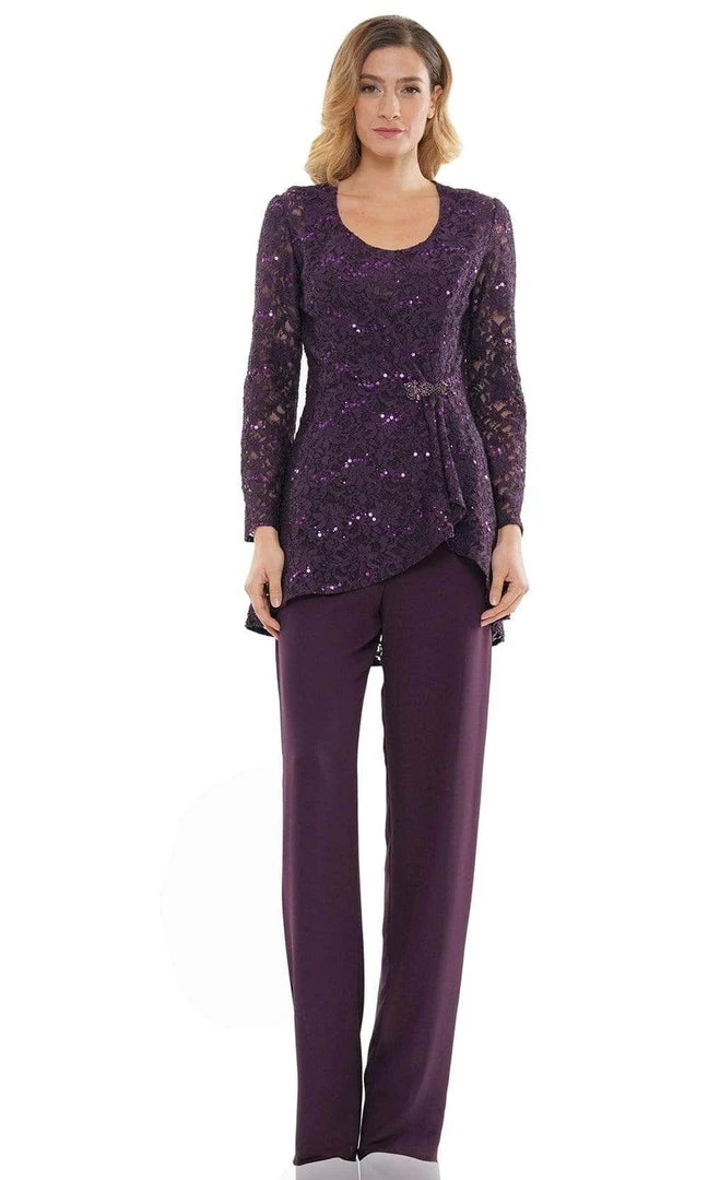 Marsoni By Colors - Laced Scoop Neck Formal Pantsuit M305 - 1 Pc Eggplant In Size 16 Available 3 Marsoni By Colors - Laced Scoop Neck Formal Pantsuit M305 - 1 Pc Eggplant In Size 16 Available