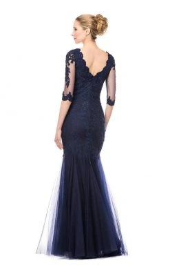 Marsoni By Colors - M162 Embellished V-neck Trumpet Dress