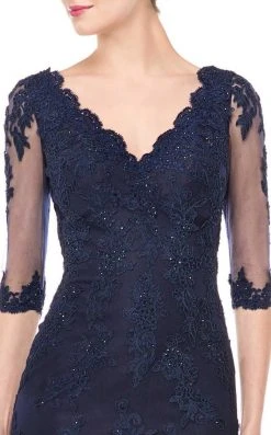 Marsoni By Colors - M162 Embellished V-neck Trumpet Dress