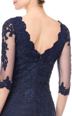 Marsoni By Colors - M162 Embellished V-neck Trumpet Dress