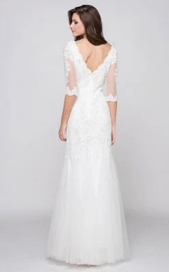 Marsoni By Colors - M162 Embellished V-neck Trumpet Dress