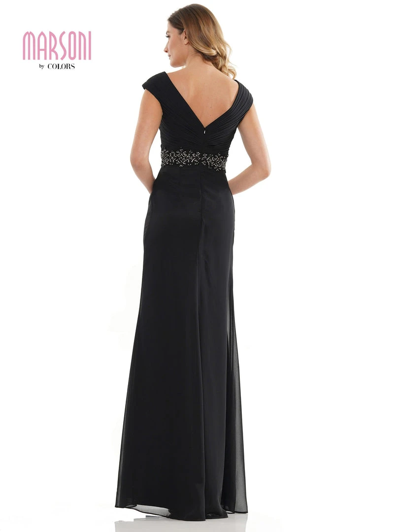Marsoni By Colors - M169 Ruched Wrap Cap Sleeve Gown 4 Marsoni By Colors - M169 Ruched Wrap Cap Sleeve Gown