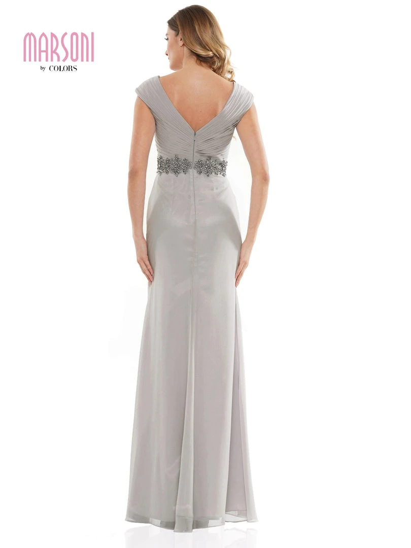Marsoni By Colors - M169 Ruched Wrap Cap Sleeve Gown 9 Marsoni By Colors - M169 Ruched Wrap Cap Sleeve Gown
