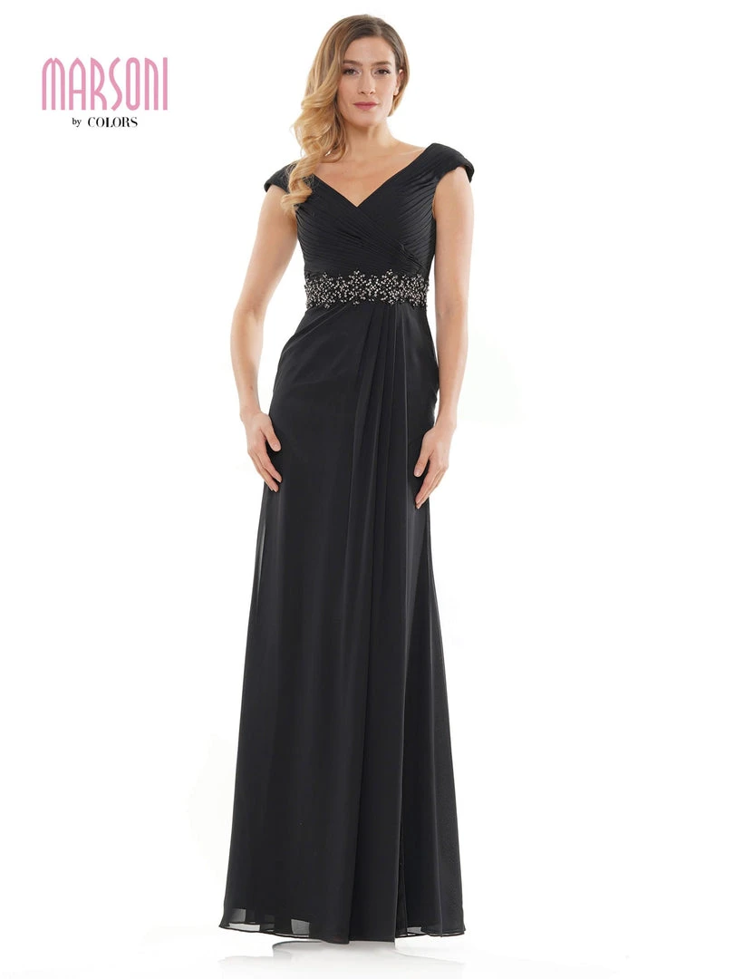 Marsoni By Colors - M169 Ruched Wrap Cap Sleeve Gown 3 Marsoni By Colors - M169 Ruched Wrap Cap Sleeve Gown
