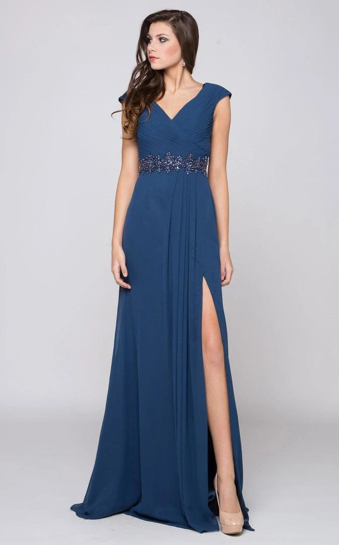 Marsoni By Colors - M169 Ruched Wrap Cap Sleeve Gown 7 Marsoni By Colors - M169 Ruched Wrap Cap Sleeve Gown