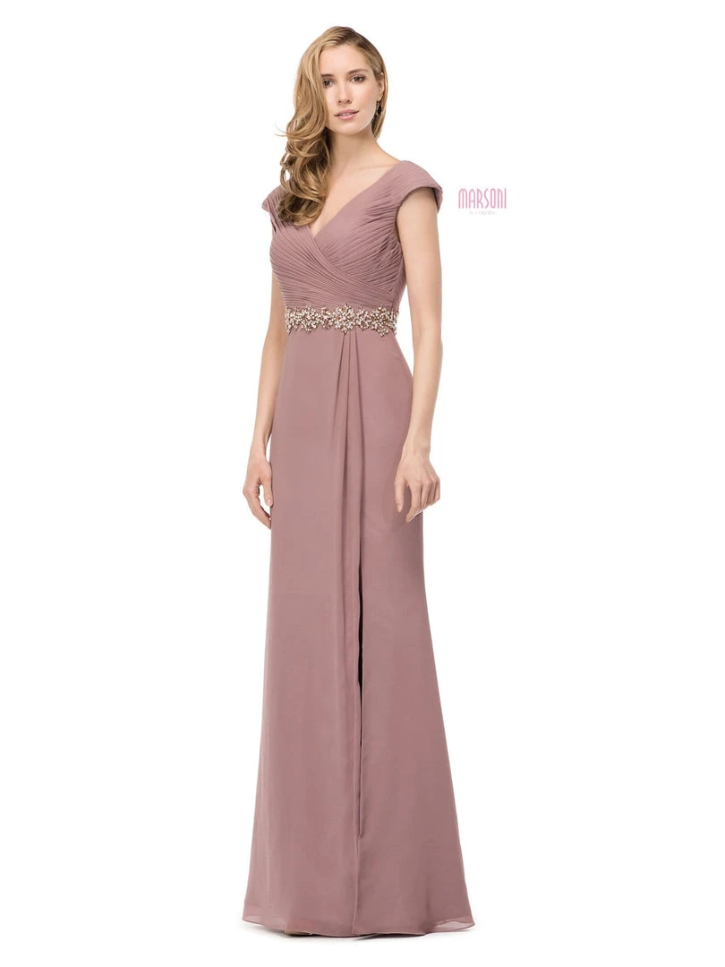 Marsoni By Colors - M169 Ruched Wrap Cap Sleeve Gown 11 Marsoni By Colors - M169 Ruched Wrap Cap Sleeve Gown