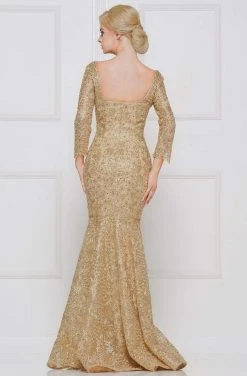 Marsoni By Colors - M212SL Lace Quarter Length Sleeve Mermaid Dress 5 Marsoni By Colors - M212SL Lace Quarter Length Sleeve Mermaid Dress