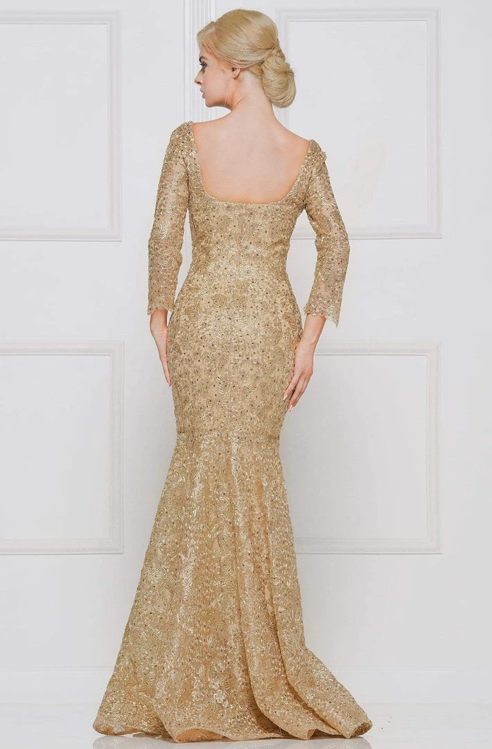 Marsoni By Colors - M212SL Lace Quarter Length Sleeve Mermaid Dress 4 Marsoni By Colors - M212SL Lace Quarter Length Sleeve Mermaid Dress