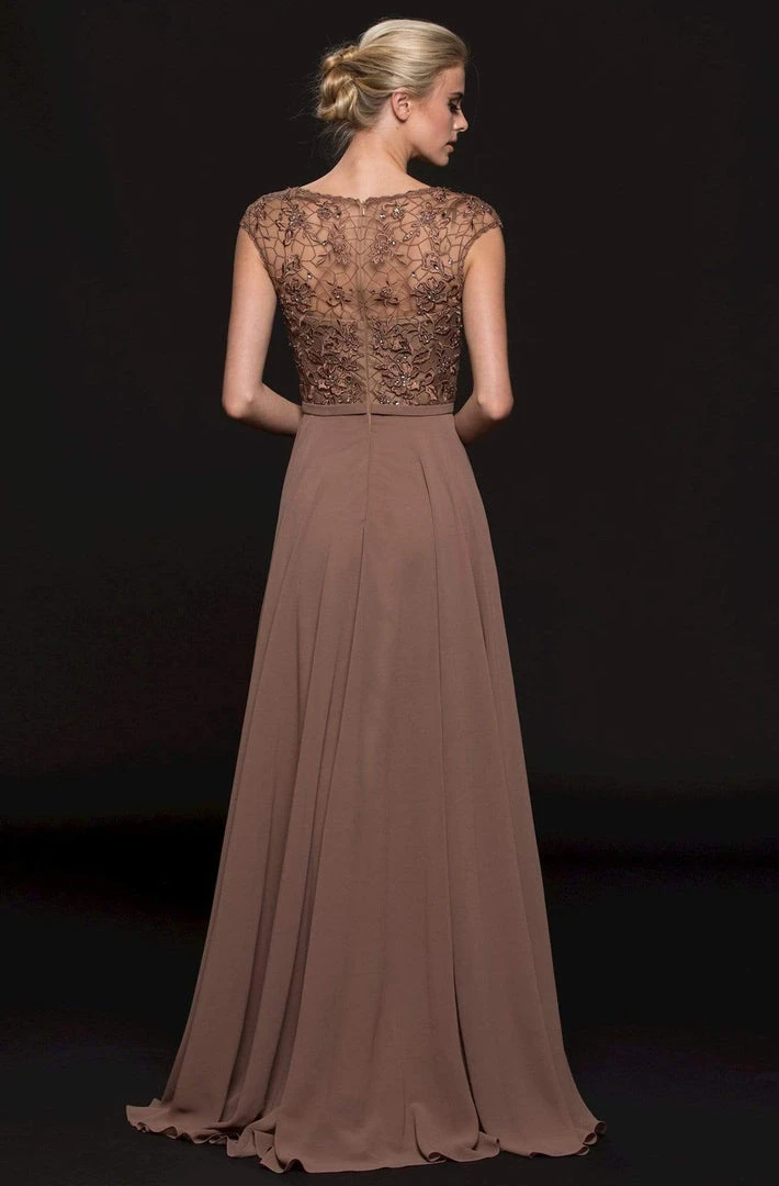 Marsoni By Colors - M219 Embellished V-neck Chiffon A-line Dress 4 Marsoni By Colors - M219 Embellished V-neck Chiffon A-line Dress