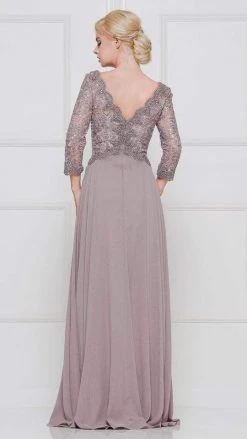 Marsoni By Colors - M225 Quarter Sleeve Scalloped Lace Gown 9 Marsoni By Colors - M225 Quarter Sleeve Scalloped Lace Gown