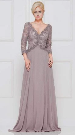 Marsoni By Colors - M225 Quarter Sleeve Scalloped Lace Gown 8 Marsoni By Colors - M225 Quarter Sleeve Scalloped Lace Gown