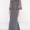 Marsoni By Colors - M232 Jeweled Cape Long Faille Gown