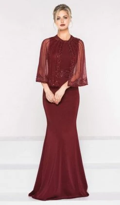 Marsoni By Colors - M232 Jeweled Cape Long Faille Gown 13 Marsoni By Colors - M232 Jeweled Cape Long Faille Gown