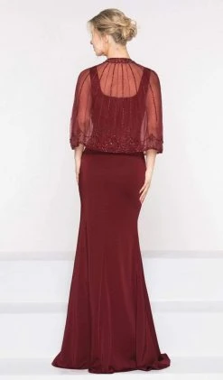 Marsoni By Colors - M232 Jeweled Cape Long Faille Gown 15 Marsoni By Colors - M232 Jeweled Cape Long Faille Gown