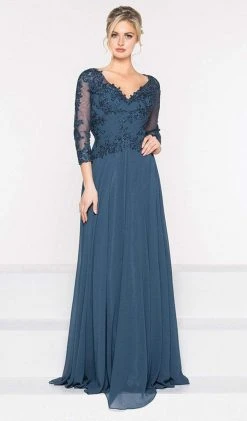 Marsoni By Colors - M237 V-Neck Beaded Lace Applique Chiffon Dress 8 Marsoni By Colors - M237 V-Neck Beaded Lace Applique Chiffon Dress