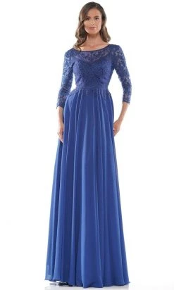 Marsoni By Colors - M238SL Embroidered Bodice Chiffon A-Line Gown