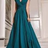 Marsoni By Colors - M251 Gathered V Neck Off Shoulder A-Line Gown 2 Marsoni By Colors - M251 Gathered V Neck Off Shoulder A-Line Gown
