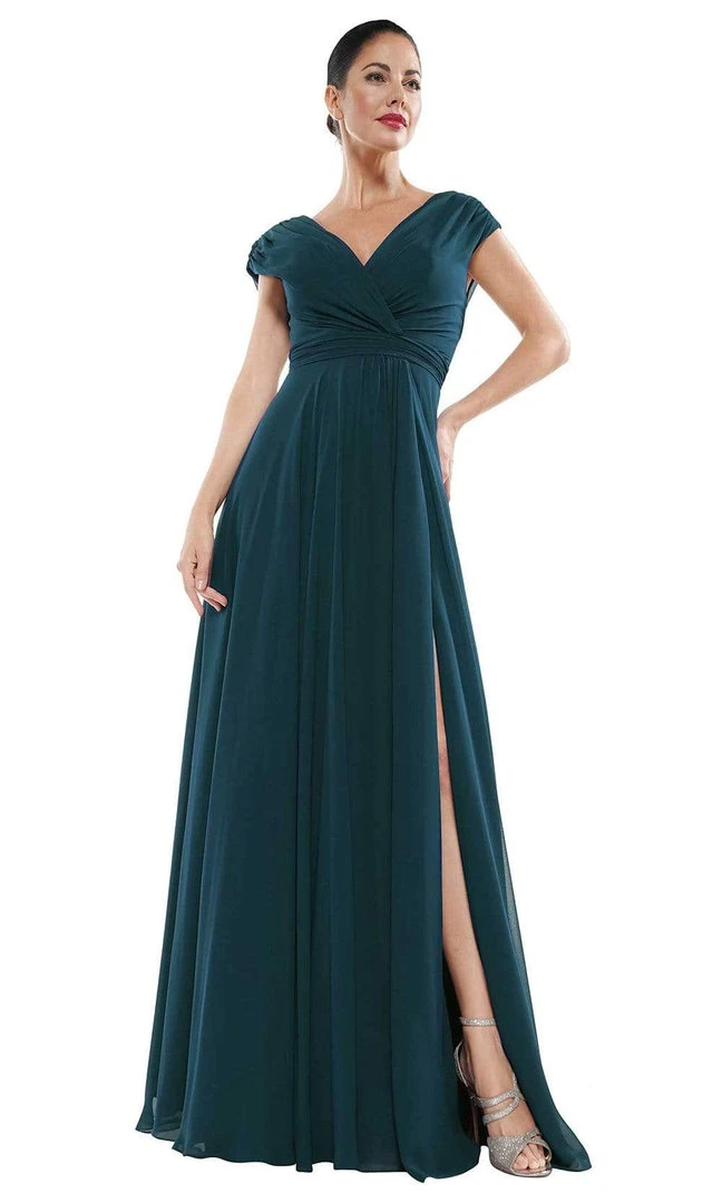 Marsoni By Colors - M251 Gathered V Neck Off Shoulder A-Line Gown 10 Marsoni By Colors - M251 Gathered V Neck Off Shoulder A-Line Gown