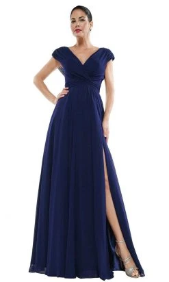 Marsoni By Colors - M251 Gathered V Neck Off Shoulder A-Line Gown 37 Marsoni By Colors - M251 Gathered V Neck Off Shoulder A-Line Gown
