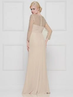 Marsoni By Colors - M261 Sheer Long Sleeves Embroidered Chiffon Gown 10 Marsoni By Colors - M261 Sheer Long Sleeves Embroidered Chiffon Gown