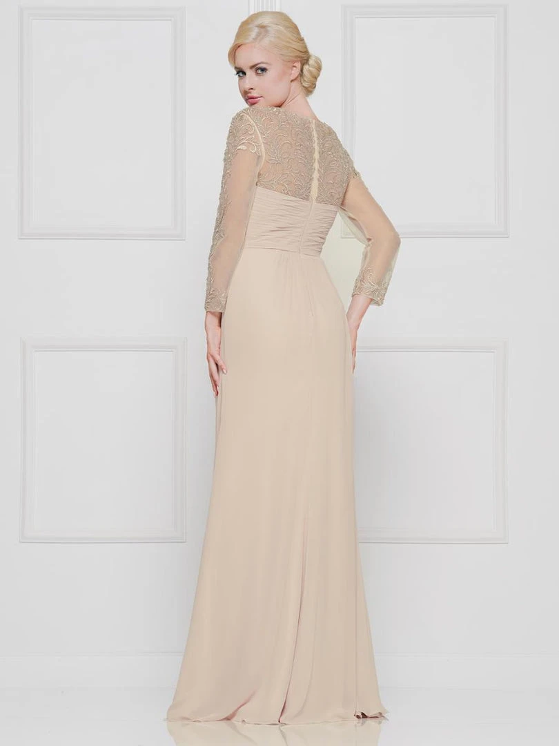 Marsoni By Colors - M261 Sheer Long Sleeves Embroidered Chiffon Gown 6 Marsoni By Colors - M261 Sheer Long Sleeves Embroidered Chiffon Gown