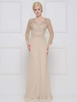 Marsoni By Colors - M261 Sheer Long Sleeves Embroidered Chiffon Gown 9 Marsoni By Colors - M261 Sheer Long Sleeves Embroidered Chiffon Gown