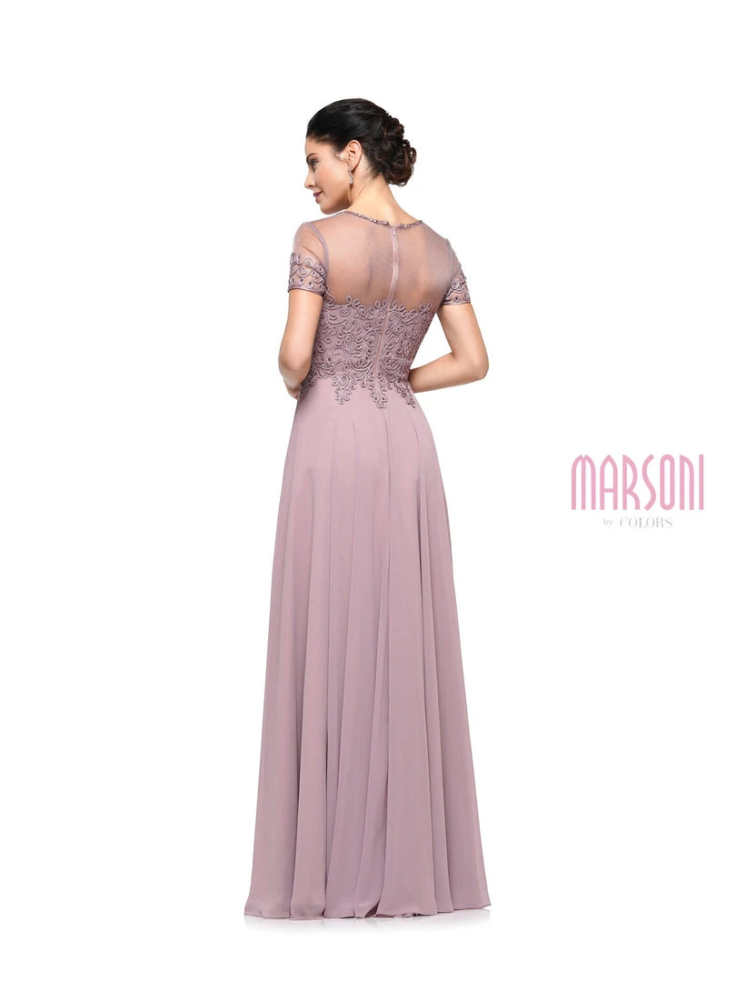 Marsoni By Colors - M271 Short Sleeve Queen Anne Soutache Gown 9 Marsoni By Colors - M271 Short Sleeve Queen Anne Soutache Gown
