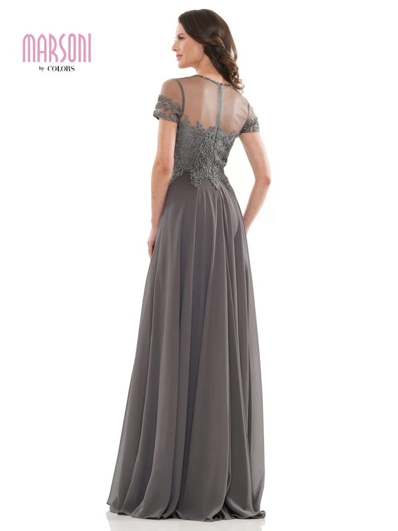 Marsoni By Colors - M271 Short Sleeve Queen Anne Soutache Gown 6 Marsoni By Colors - M271 Short Sleeve Queen Anne Soutache Gown