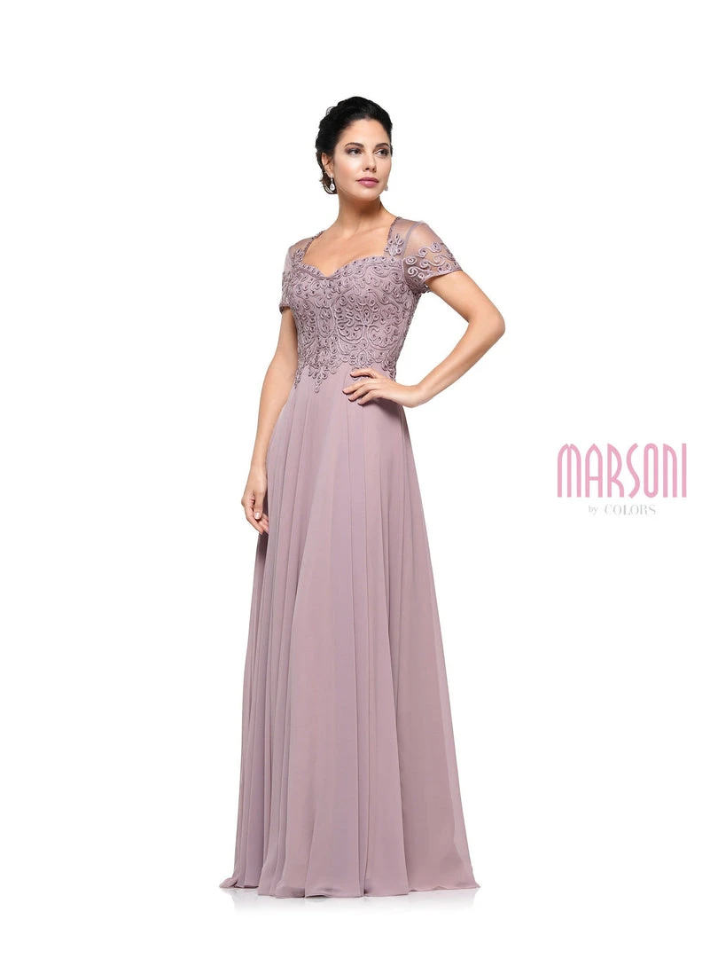 Marsoni By Colors - M271 Short Sleeve Queen Anne Soutache Gown 8 Marsoni By Colors - M271 Short Sleeve Queen Anne Soutache Gown