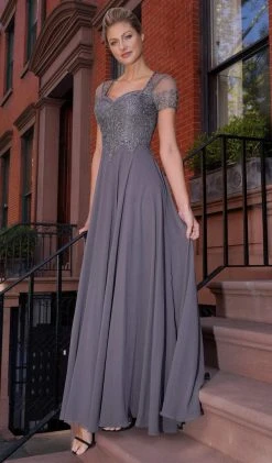 Marsoni By Colors - M271 Short Sleeve Queen Anne Soutache Gown 15 Marsoni By Colors - M271 Short Sleeve Queen Anne Soutache Gown