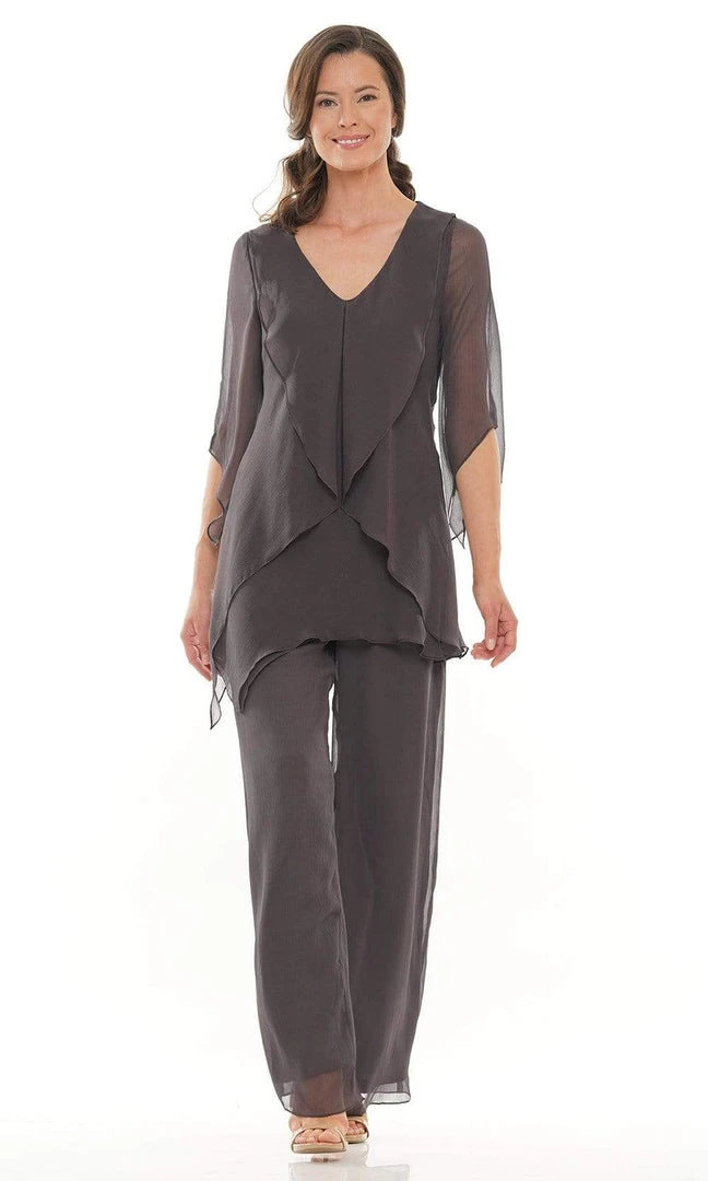 Marsoni By Colors - M308 V-Neck Half Sleeves Pantsuit 3 Marsoni By Colors - M308 V-Neck Half Sleeves Pantsuit