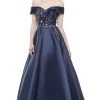 Marsoni By Colors - MV1008 Floral Beaded Surplice Off Shoulder Gown