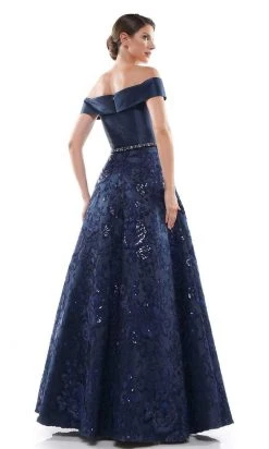 Marsoni By Colors - MV1013 Off-Shoulder Lace A-line Dress