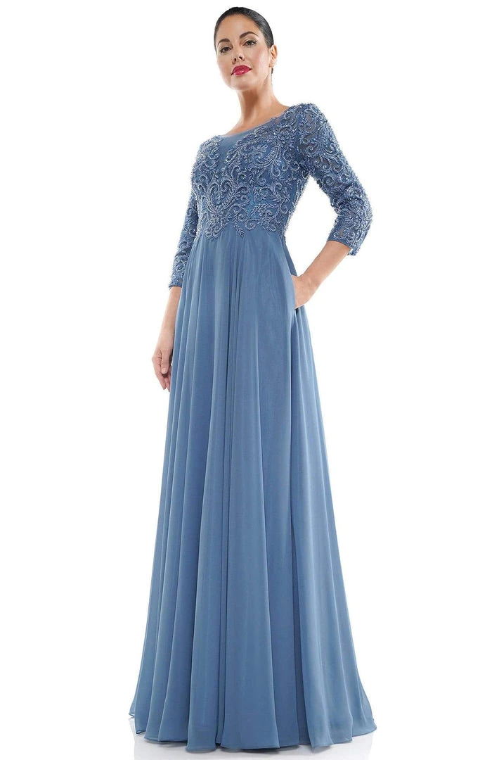 Marsoni By Colors - MV1052 Embroidered Bateau Chiffon A-line Gown 5 Marsoni By Colors - MV1052 Embroidered Bateau Chiffon A-line Gown
