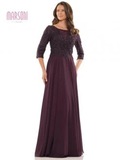 Marsoni By Colors - MV1052 Embroidered Bateau Chiffon A-line Gown 15 Marsoni By Colors - MV1052 Embroidered Bateau Chiffon A-line Gown