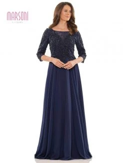 Marsoni By Colors - MV1052 Embroidered Bateau Chiffon A-line Gown 13 Marsoni By Colors - MV1052 Embroidered Bateau Chiffon A-line Gown