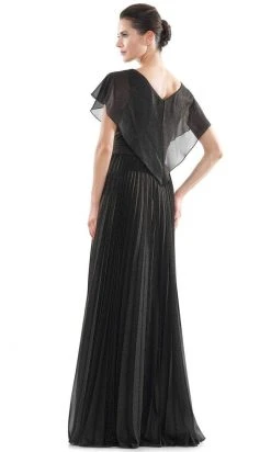 Marsoni By Colors - MV1072 V-Neck Capelet Sleeves A-Line Chiffon Gown