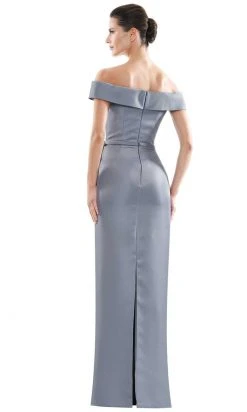 Marsoni By Colors - MV1087 Off Shoulder Beaded Ruffle Accented Gown