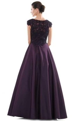 Marsoni By Colors - MV1088 Lace Applique V Neck Satin Ballgown