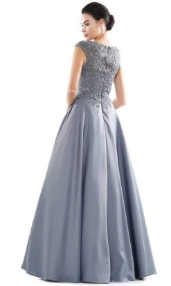 Marsoni By Colors - MV1088 Lace Applique V Neck Satin Ballgown